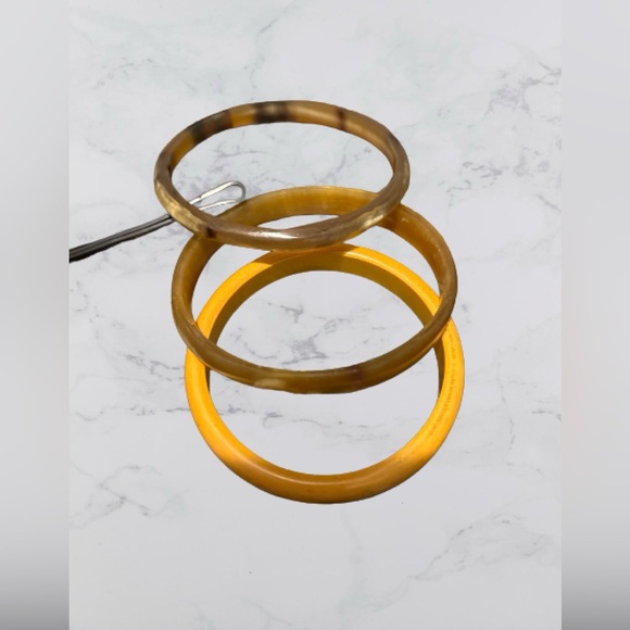 Vintage Bakelight / Plastic Marbled Bangle Bracelets Lot Of 3 * 6” Circumference - Picture 3 of 9